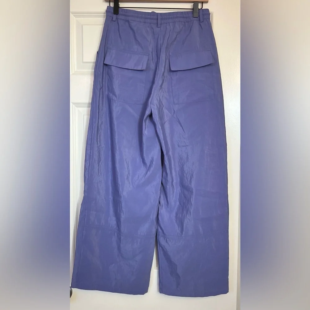 NWT Maeve Anthropologie Wide-Leg Track Pants Purple Size Small Petite - Picture 2 of 12